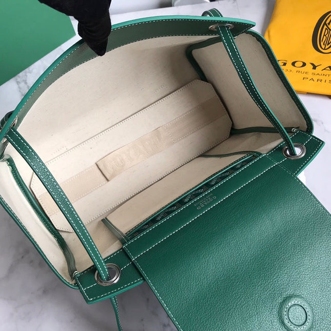 GOYA 26S ROUETTE PM TOTE BAG 30CM IN DARK GREEN CANVAS AND CALFSKIN
