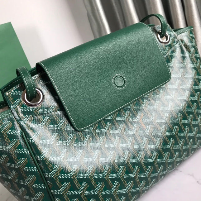 GOYA 26S ROUETTE PM TOTE BAG 30CM IN DARK GREEN CANVAS AND CALFSKIN