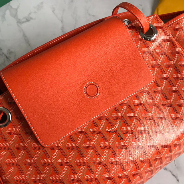 GOYA 26S ROUETTE PM TOTE BAG 30CM IN ORANGE CANVAS AND CALFSKIN