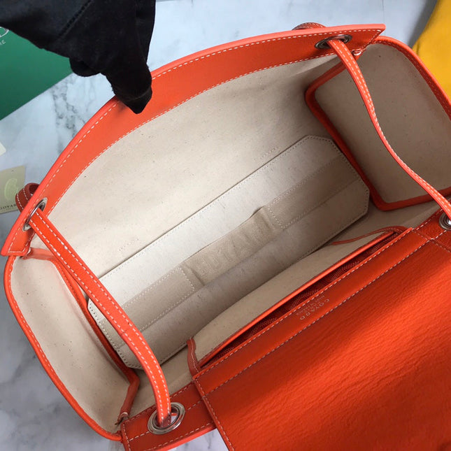 GOYA 26S ROUETTE PM TOTE BAG 30CM IN ORANGE CANVAS AND CALFSKIN