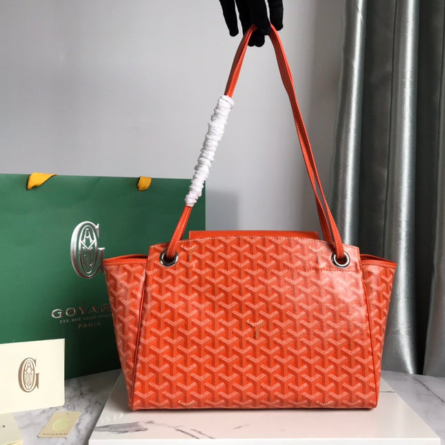GOYA 26S ROUETTE PM TOTE BAG 30CM IN ORANGE CANVAS AND CALFSKIN