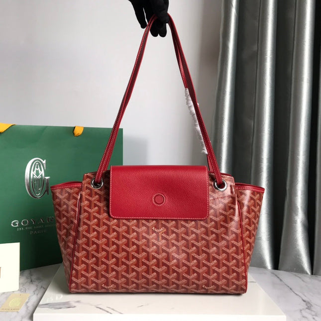 GOYA 26S ROUETTE PM TOTE BAG 30CM IN DARK RED CANVAS AND CALFSKIN