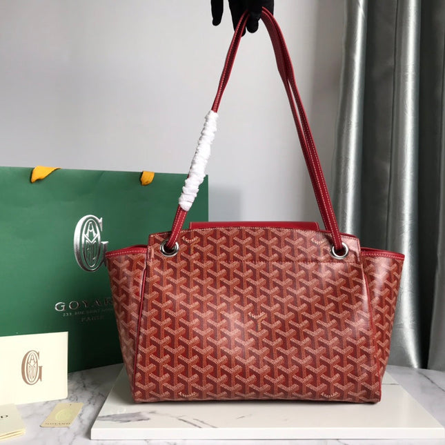 GOYA 26S ROUETTE PM TOTE BAG 30CM IN DARK RED CANVAS AND CALFSKIN