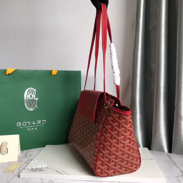GOYA 26S ROUETTE PM TOTE BAG 30CM IN DARK RED CANVAS AND CALFSKIN
