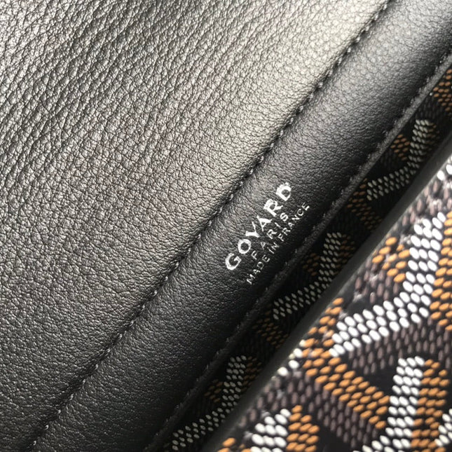 GOYA 26S ROUETTE PM TOTE BAG 30CM IN BLACK AND BROWN CANVAS AND CALFSKIN