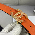 CC 26S BELT 30 MM IN ORANGE CALFSKIN STONE EMBELLISHED GOLD TONE 661125