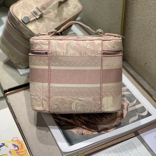 CROSSBODY MINI 18 VANITY CASE IN PEACH PINK MONOGRAM OBLIQUE JACQUARD