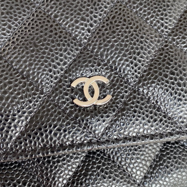CHANEL 25S WALLET ON CHAIN 19 IN BLACK CALFSKIN SILVER HARDWARE
