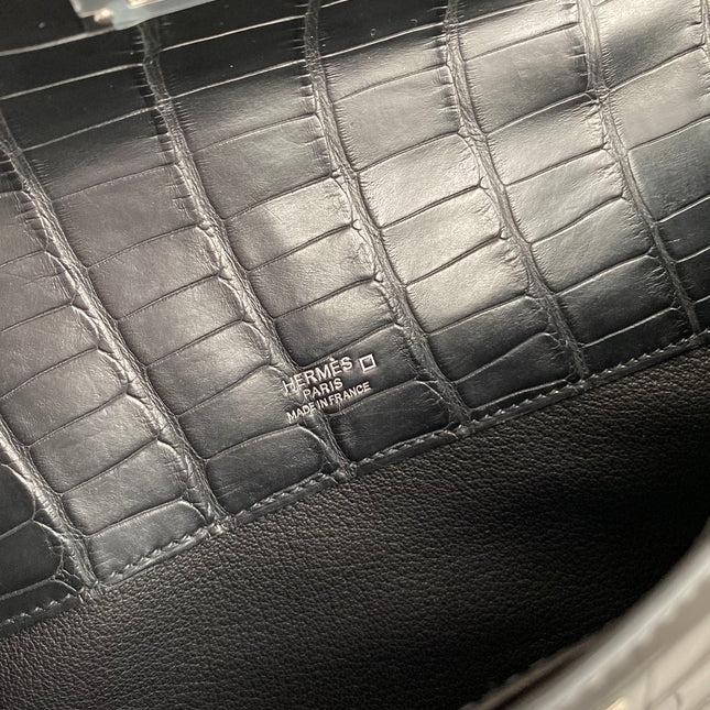 KELLY CUT 31 IN BLACK ALLIGATOR LEATHER WITH SILVER HARDWARE