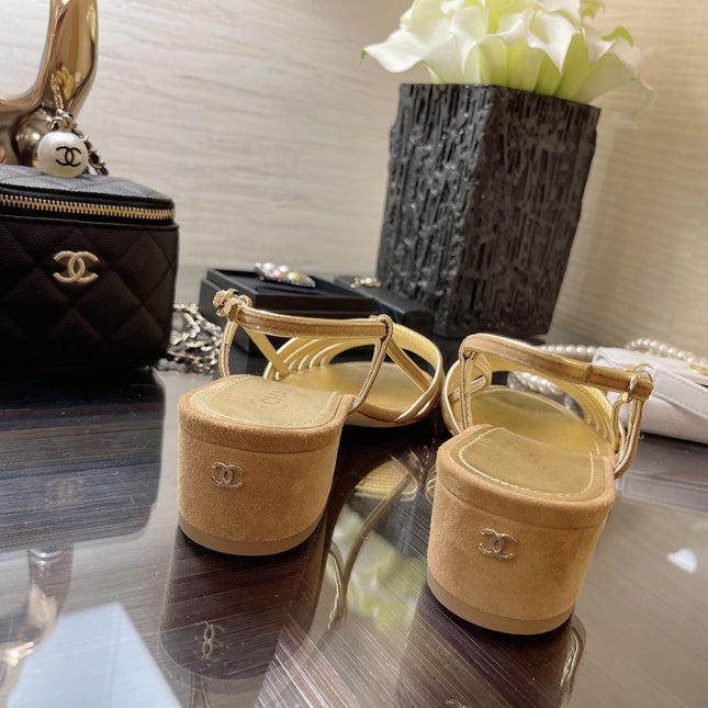 SLINGBACKS SANDAL IN CAMEL BEIGE SUEDE