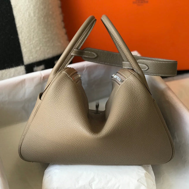 HM LINDY 30 BAG IN PEANUT BROWN CALFSKIN SILVER HARDWARE
