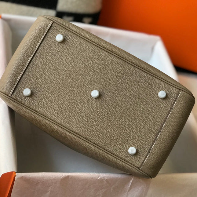 HM LINDY 30 BAG IN PEANUT BROWN CALFSKIN SILVER HARDWARE