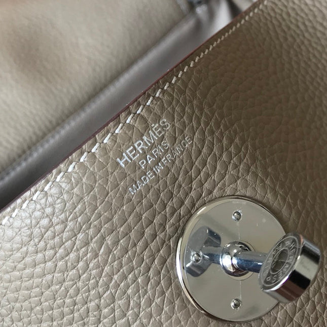 HM LINDY 30 BAG IN PEANUT BROWN CALFSKIN SILVER HARDWARE
