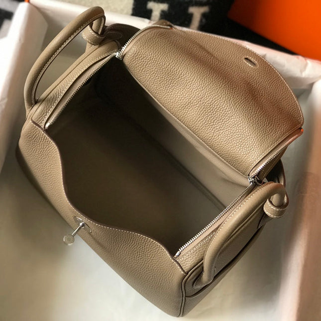 HM LINDY 30 BAG IN PEANUT BROWN CALFSKIN SILVER HARDWARE