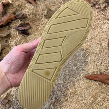 PRADA 26S ESPADRILLE FLATS IN LIGHT BEIGE CANVAS EMBROIDERED LOGO