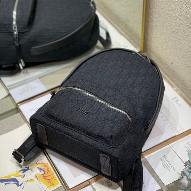 DIOR 26S RIDER BACKPACK 30 IN BLACK OBLIQUE JACQUARD