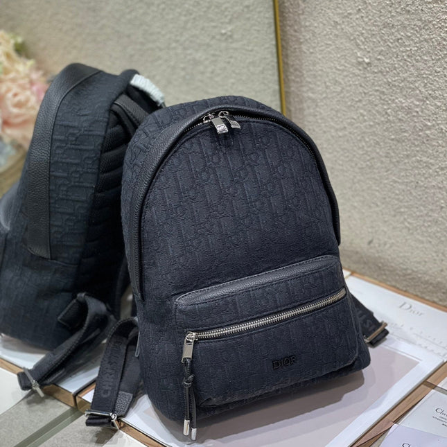DIOR 26S RIDER BACKPACK 29 IN BLACK OBLIQUE JACQUARD