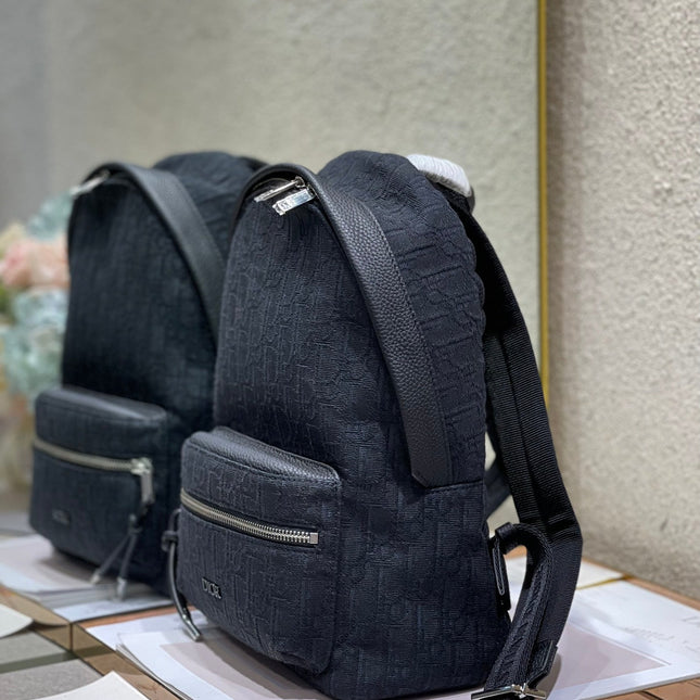 DIOR 26S RIDER BACKPACK 30 IN BLACK OBLIQUE JACQUARD