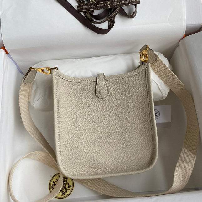 HM 25S EVELYNE 17 CM IN LIGHT BEIGE COWHIDE AND CANVAS WITH GOLD HARDWARE