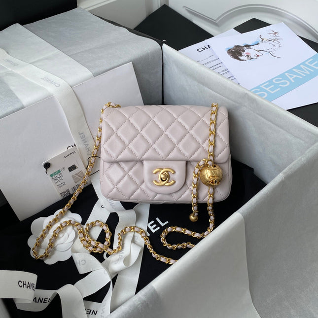 CHANEL 25S SMALL FLAP BAG 17 IN LIGHT PINK LAMBSKIN GOLD HARDWARE