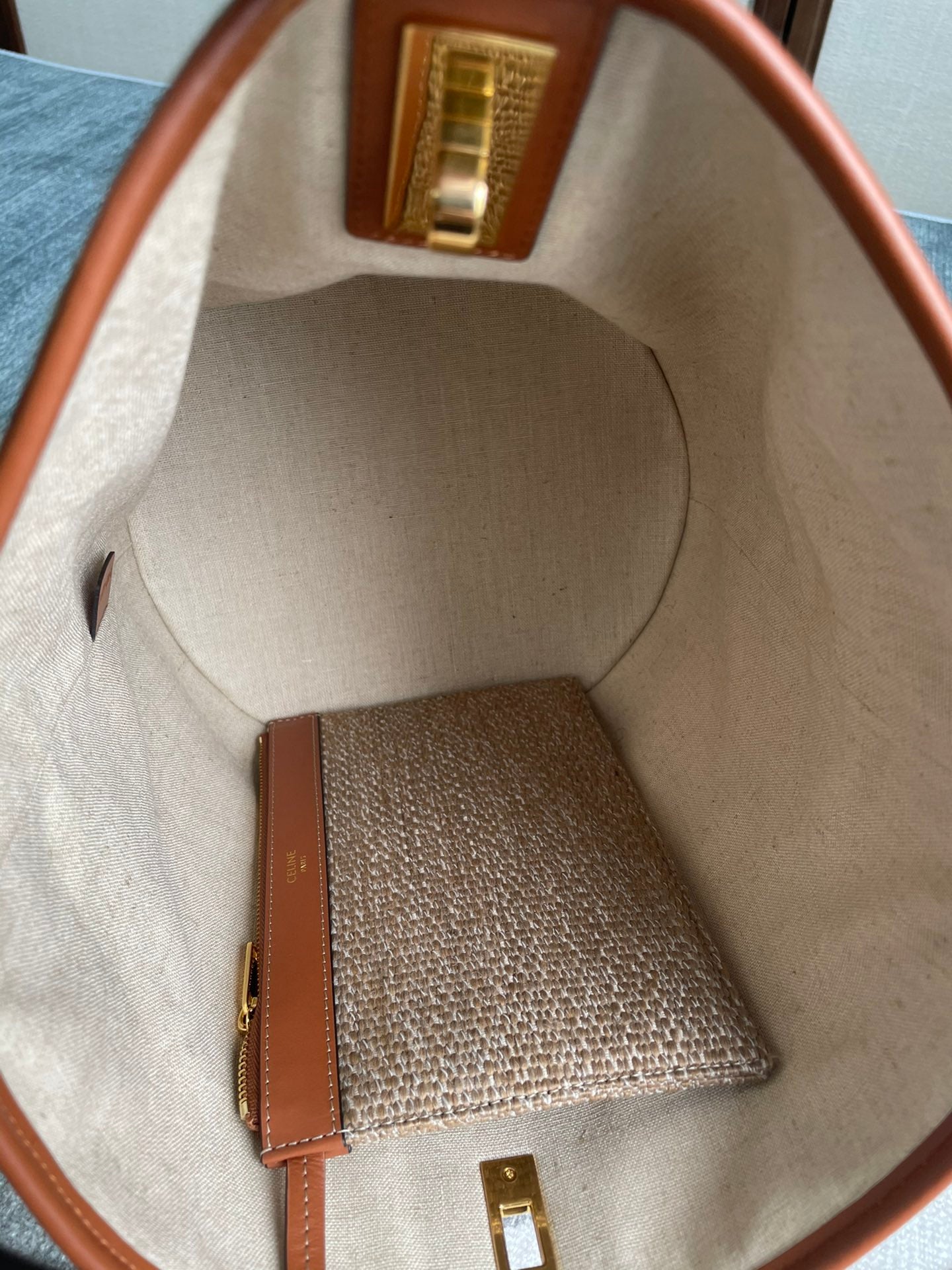 BUCKET 25 IN PRINTED CANVAS BROWN WHITE