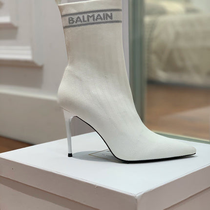 BALMAIN 26S BOOTS 105 MM IN WHITE FLYKNIT STYLE 15