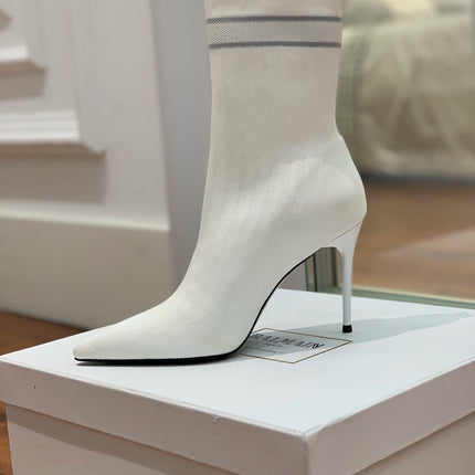 BALMAIN 26S BOOTS 105 MM IN WHITE FLYKNIT STYLE 15