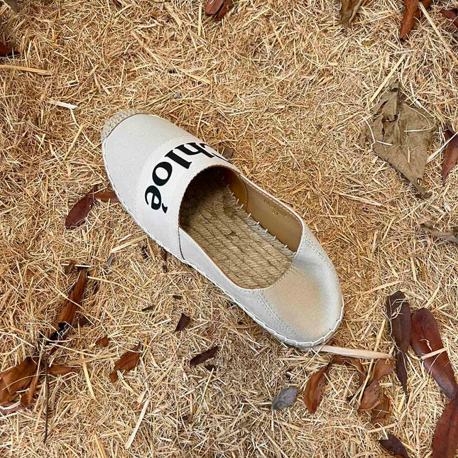 CHLOÉ 26S ESPADRILLE LOAFERS IN LIGHT BEIGE CANVAS