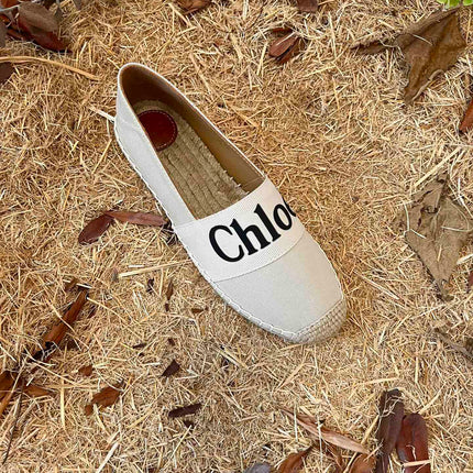 CHLOÉ 26S ESPADRILLE LOAFERS IN LIGHT BEIGE CANVAS