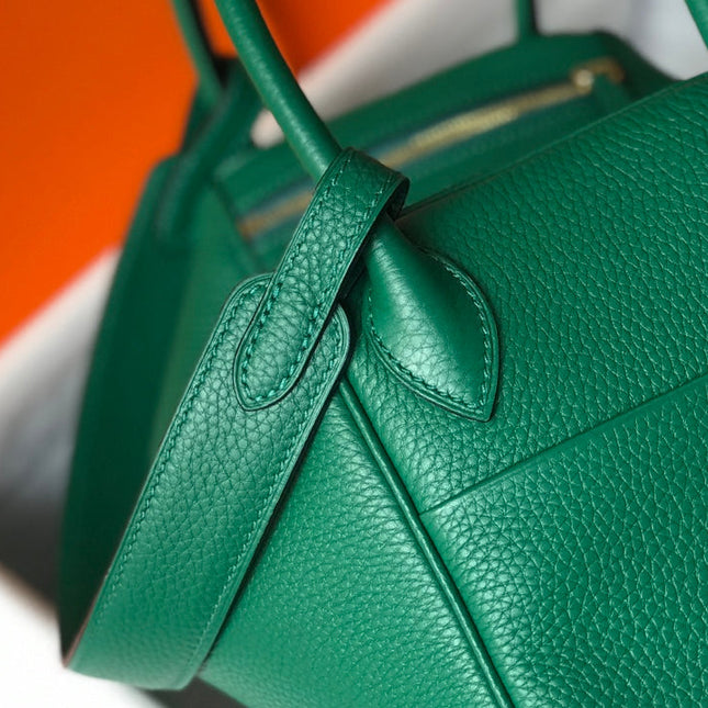 HM LINDY 30 BAG IN OCEAN GREEN CALFSKIN GOLD HARDWARE