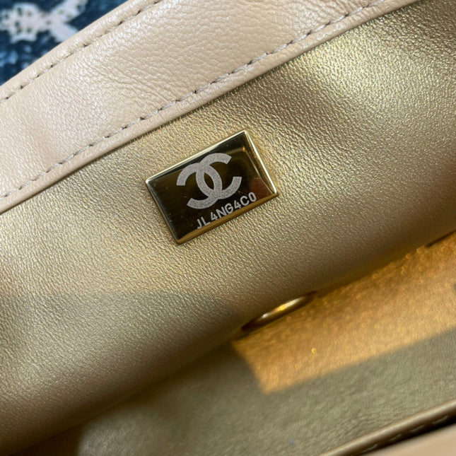 CHANEL 26S FLAP BAG 20 IN LIGHT YELLOW BEIGE LAMBSKIN