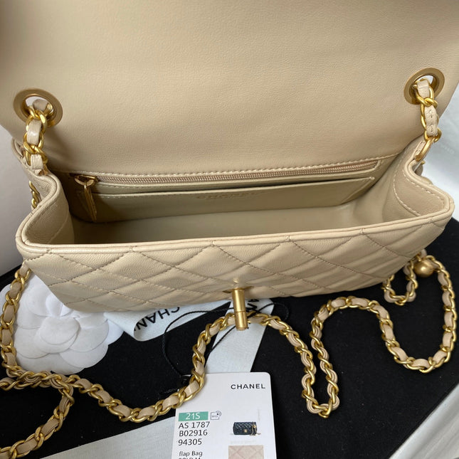 CHANEL 25S FLAP BAG 20 IN NUDE LAMBSKIN GOLD HARDWARE
