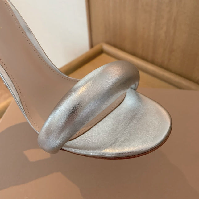 GIANVITO ROSSI 26S BIJOUX SANDALS 105 MM IN SILVER LAMBSKIN
