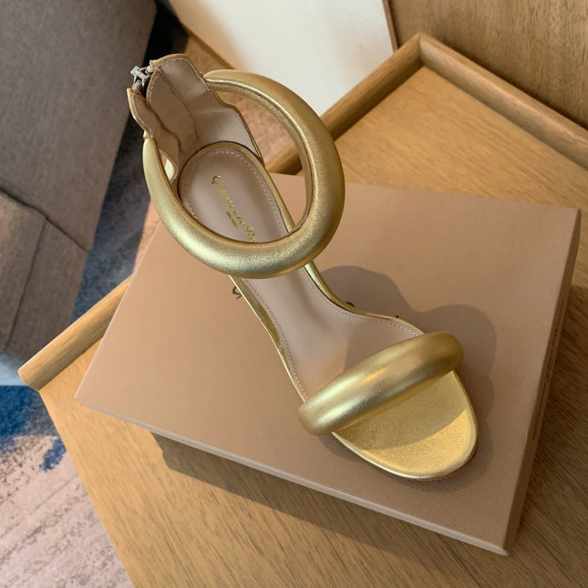GIANVITO ROSSI 26S BIJOUX SANDALS 105 MM IN GOLD LAMBSKIN