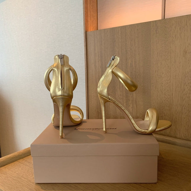 GIANVITO ROSSI 26S BIJOUX SANDALS 105 MM IN GOLD LAMBSKIN