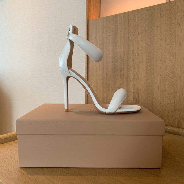 GIANVITO ROSSI 26S BIJOUX SANDALS 105 MM IN WHITE LAMBSKIN