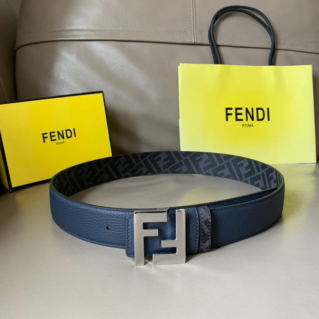 FF BELT IN BLACK CALFSKIN SILVER HARDWARE 178546