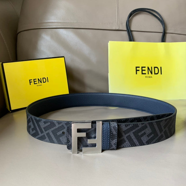 FF BELT IN BLACK CALFSKIN SILVER HARDWARE 178546