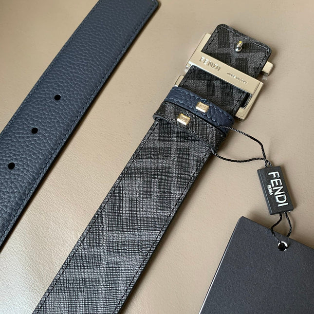 FF BELT IN BLACK CALFSKIN SILVER HARDWARE 178546