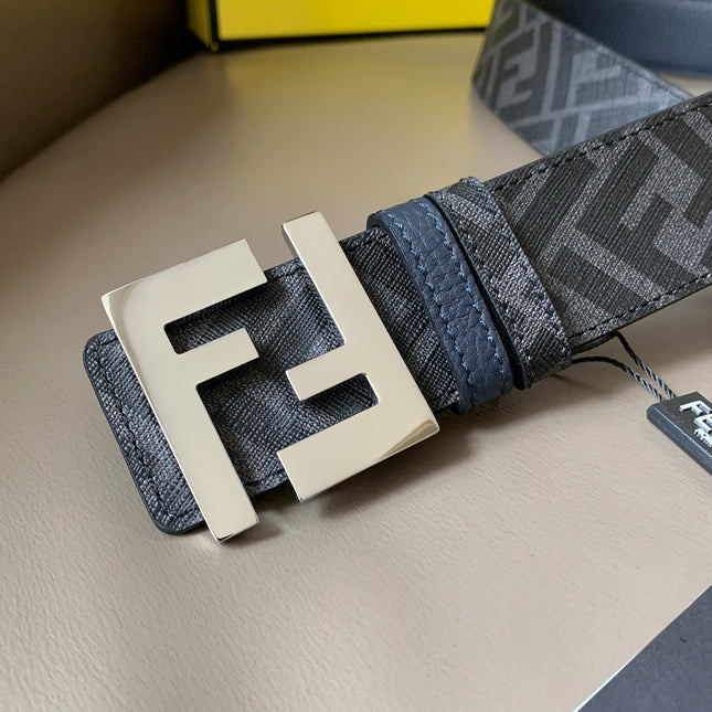 FF BELT IN BLACK CALFSKIN SILVER HARDWARE 178546