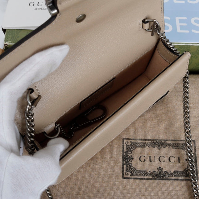 GUCCI 26S CROSSBODY BAG 16 IN WHITE CANVAS WITH BEIGE CALFSKIN TRIM