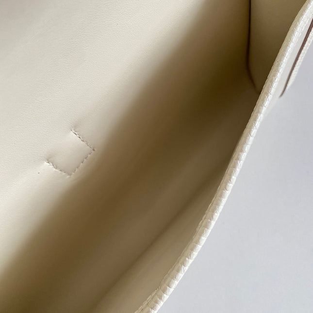 JIGE ELAN 29 CLUTCH IN BISQUE BEIGE CALFSKIN WITH LIZARD SKIN