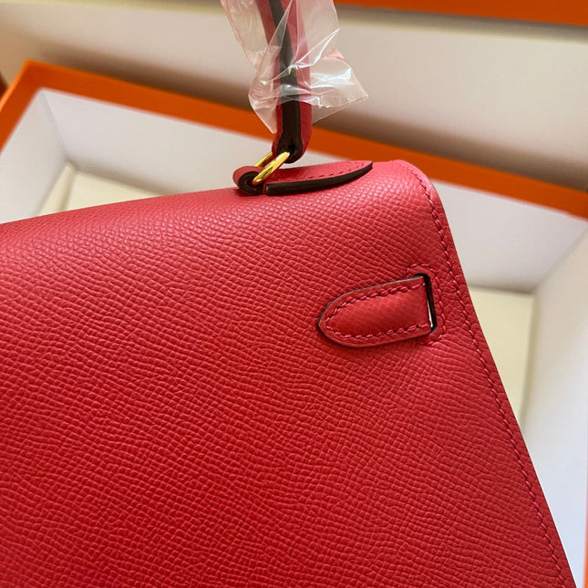 KELLY MINI 20 BAG IN RUBY RED CALFSKIN WITH GOLD HARDWARE