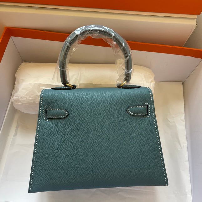 KELLY MINI 20 BAG IN PINE GREEN CALFSKIN WITH GOLD HARDWARE