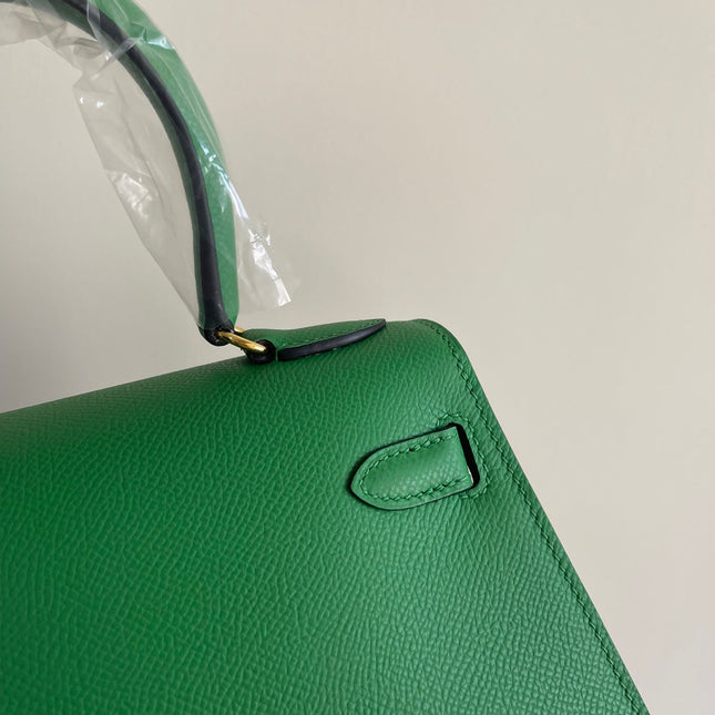 KELLY MINI 20 BAG IN EMERALD GREEN CALFSKIN WITH GOLD HARDWARE