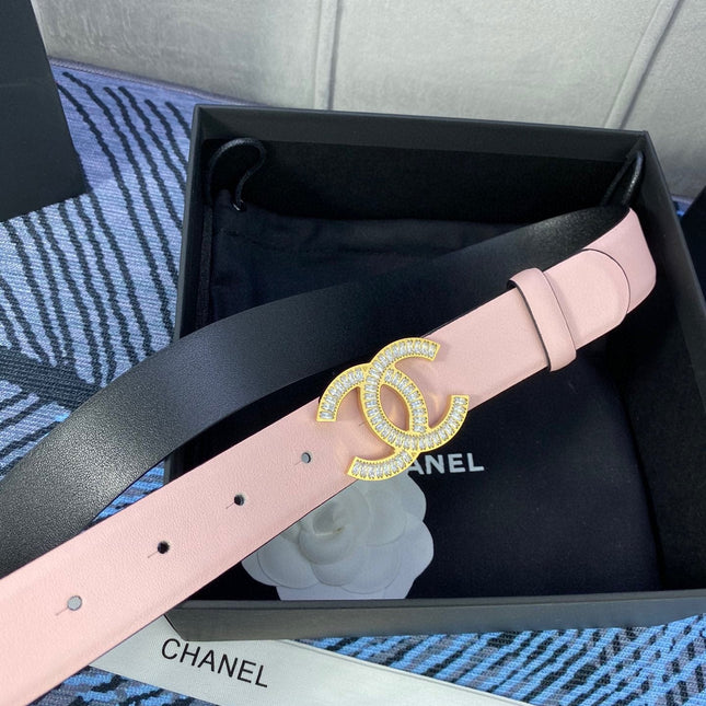 CHANEL 25S BELT 30 MM IN LIGHT PINK CALFSKIN WITH GOLD HARDWARE 615095
