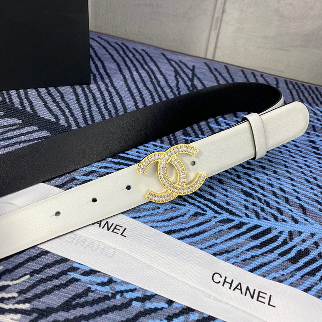 CC BELT 30 MM IN WHITE CALFSKIN 615098