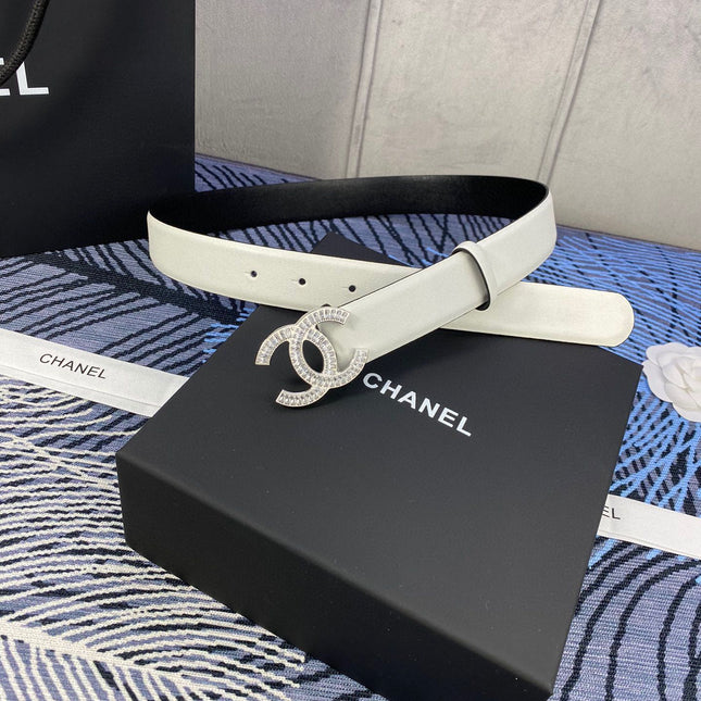 CC BELT 30 MM IN WHITE CALFSKIN 615098