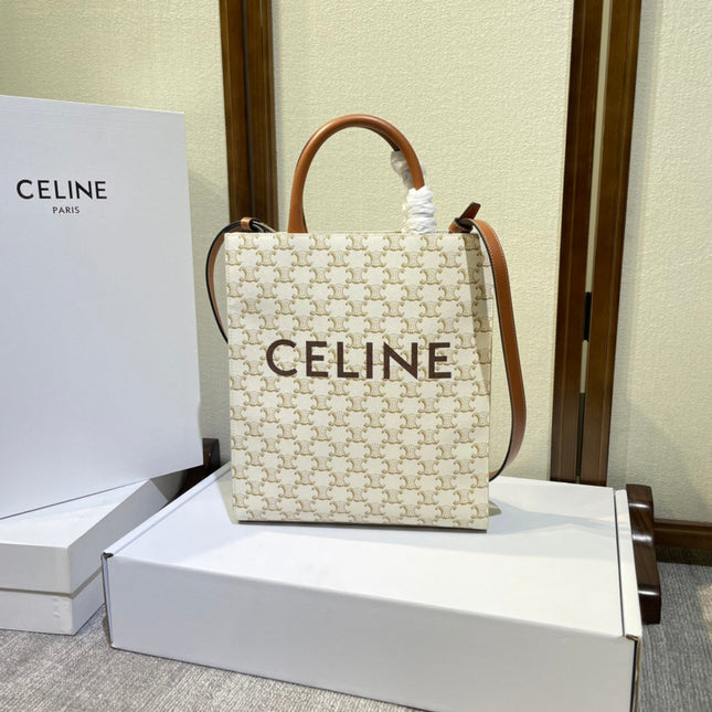 CELINE 26S VERTICAL CABAS BAG 32 IN CREAM WHITE CALFSKIN