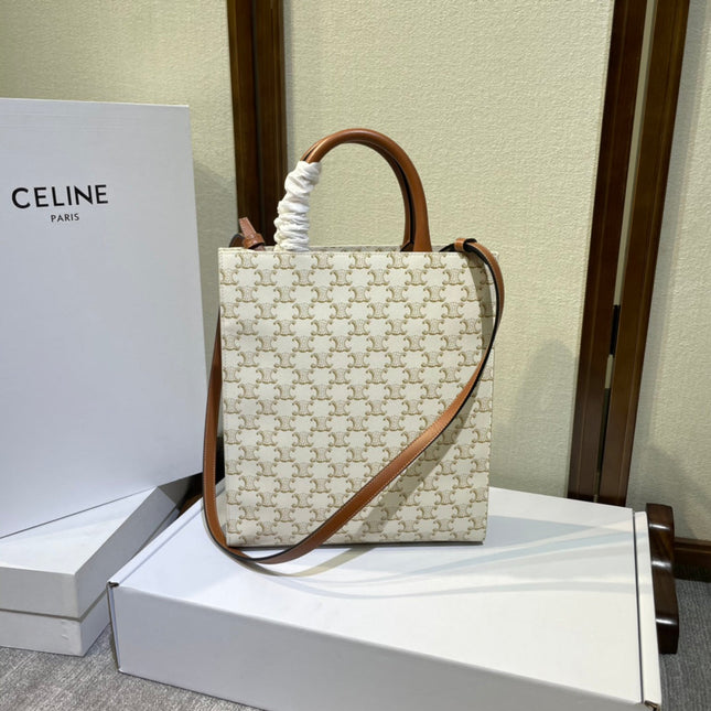 CELINE 26S VERTICAL CABAS BAG 32 IN CREAM WHITE CALFSKIN